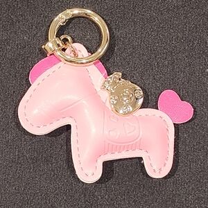 Pink Horse Keychain with Gold Charm